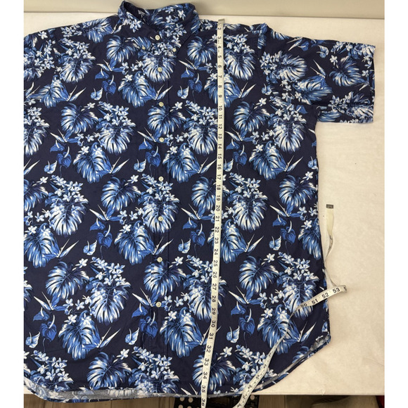 Ralph Lauren Hawaiian Shirt Floral Blue Button Down Short Sleeve Aloha Camp 2XL - Picture 4 of 8